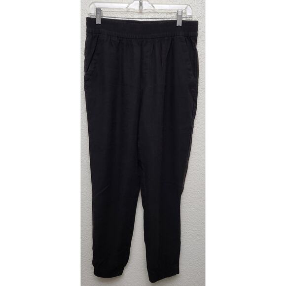 Old Navy Black Elastic Waist Pleated Front Pull On Pants Medium Lightweight Soft - Picture 1 of 7